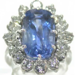 Bague entourage saphir naturel et diamant