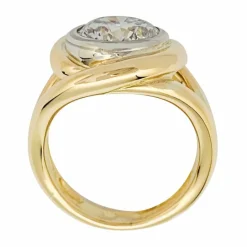 Bague entrelacée deux tons d'or, diamant 2,78 carats.