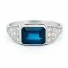 Bague Est-Ouest Diamant Saphir Platine