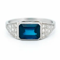 Bague Est-Ouest Diamant Saphir Platine