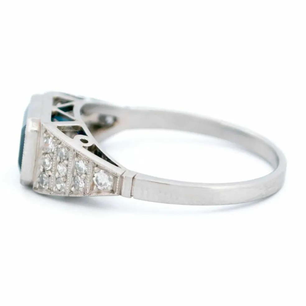 Bague Est-Ouest Diamant Saphir Platine