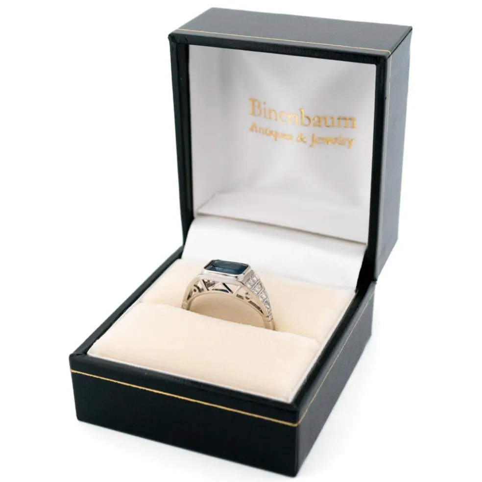 Bague Est-Ouest Diamant Saphir Platine