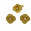 Bague et boucles d'oreilles fleur design en or jaune avec diamants