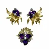 Bague et boucles d’oreilles en or 18 carats, améthystes et diamants