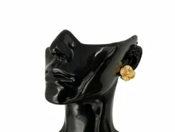 Bague et boucles d'oreilles fleur design en or jaune avec diamants