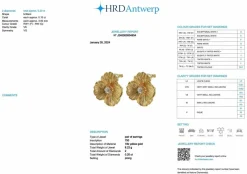 Bague et boucles d'oreilles fleur design en or jaune avec diamants