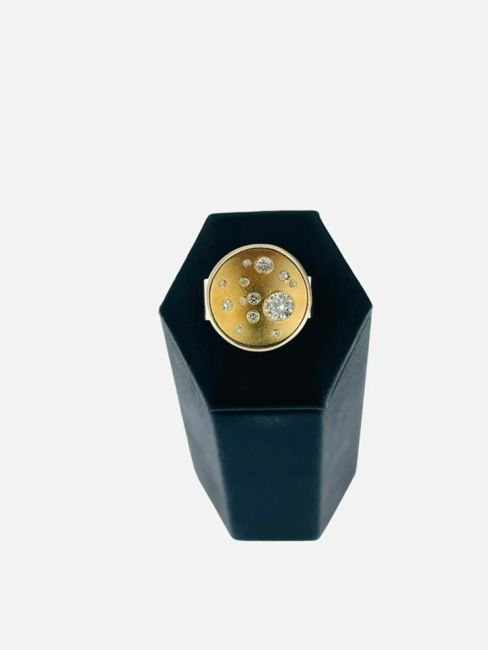Bague et pendentif design lune or jaune et diamants certificat HRD
