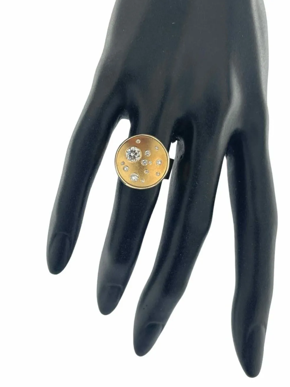 Bague et pendentif design lune or jaune et diamants certificat HRD
