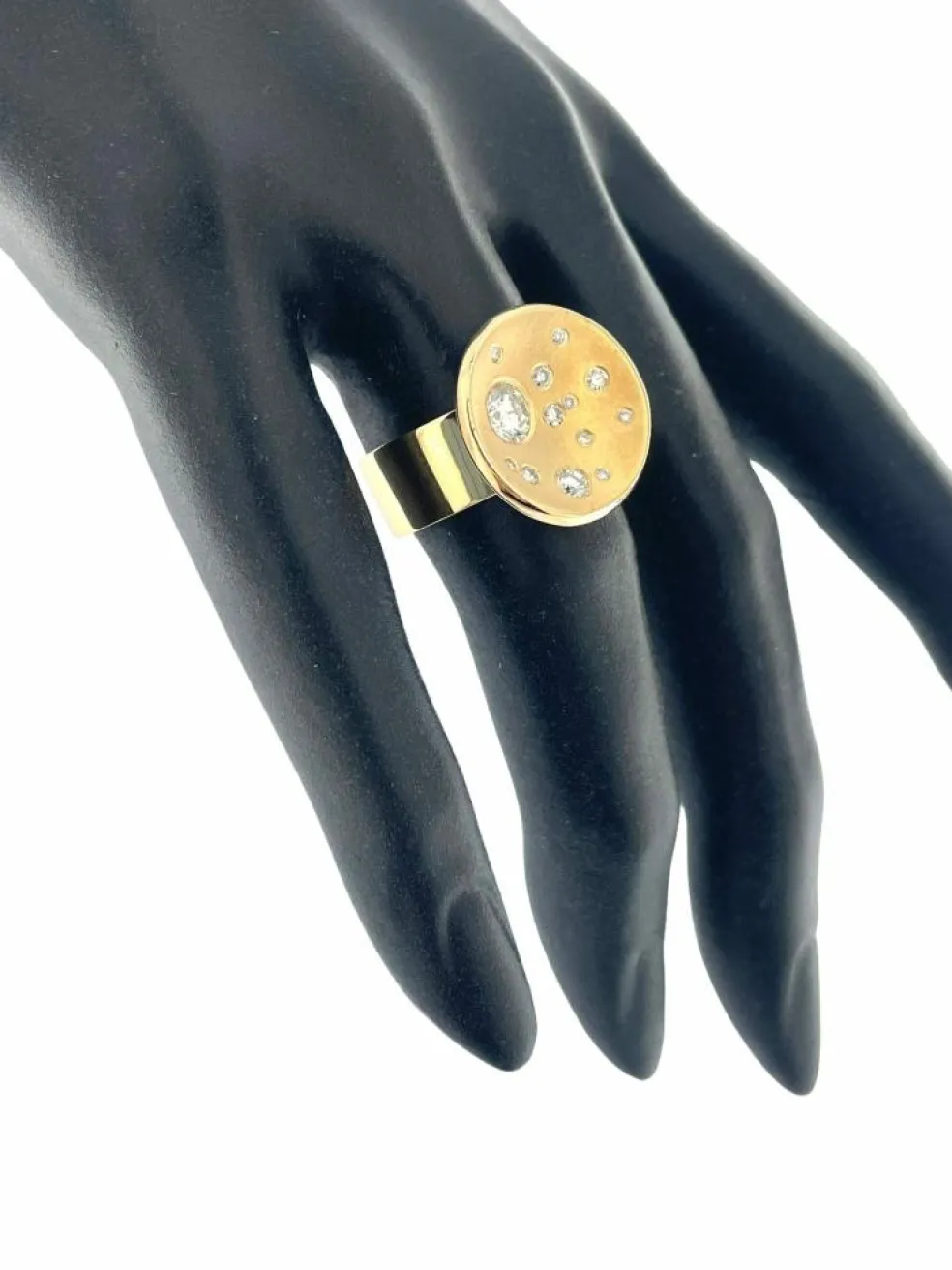 Bague et pendentif design lune or jaune et diamants certificat HRD