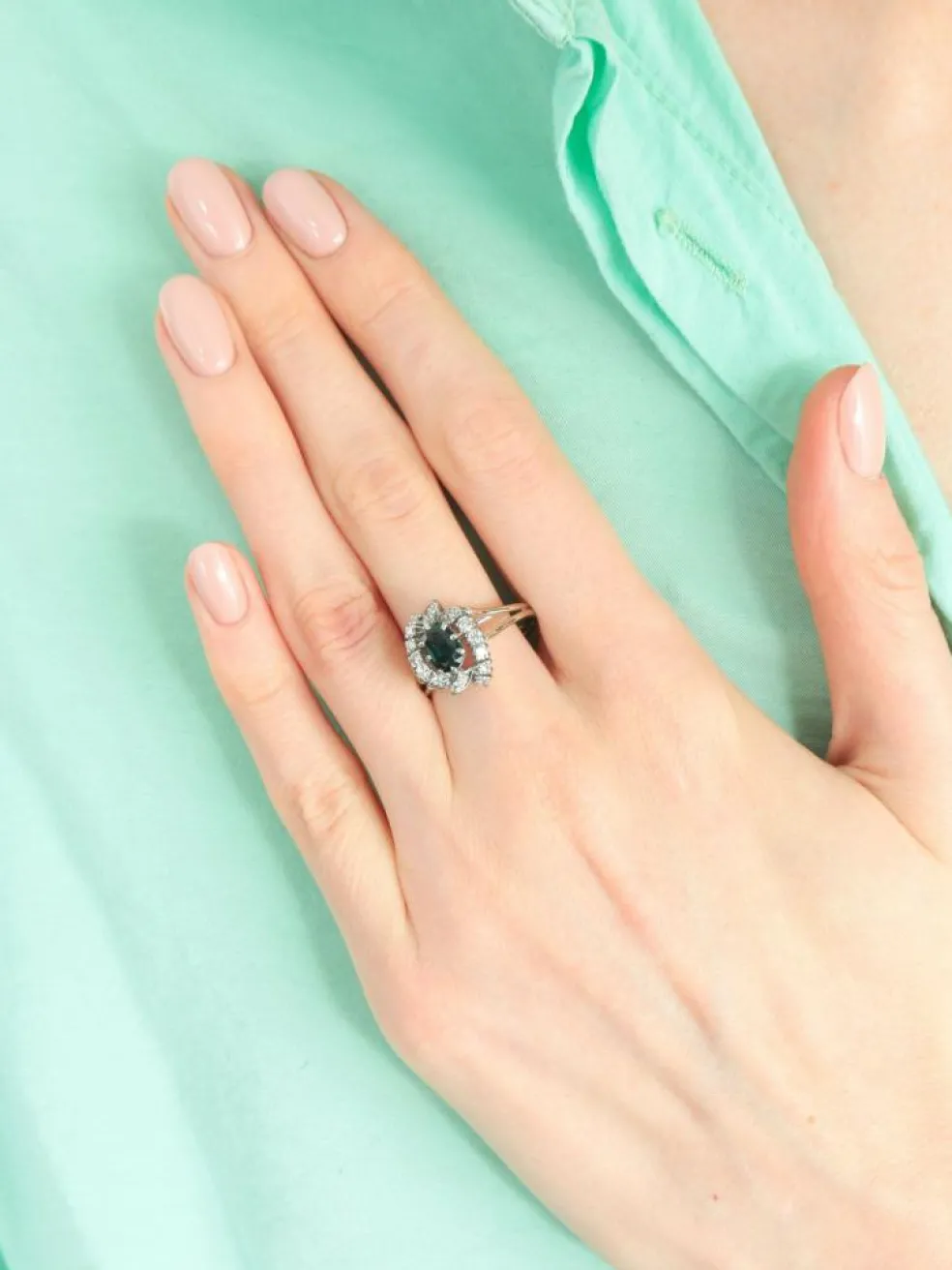 BAGUE "ETREINTE" OR DIAMANTS & SAPHIR