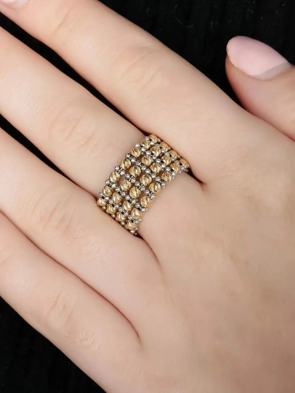 BAGUE "FACETTE" DEUX ORS