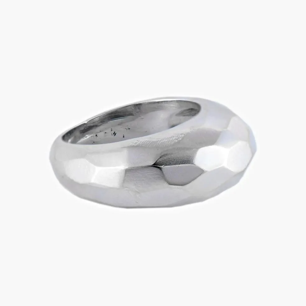 BAGUE "FACETTE" OR BLANC