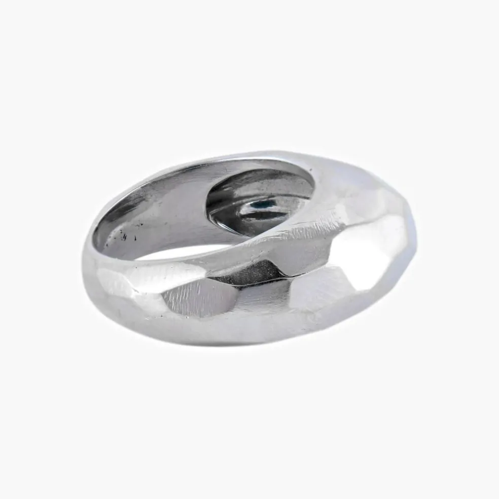 BAGUE "FACETTE" OR BLANC
