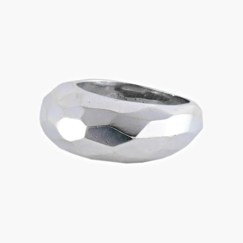 BAGUE "FACETTE" OR BLANC