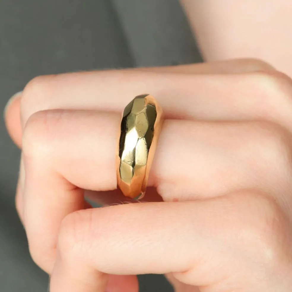 BAGUE "FACETTE" OR JAUNE