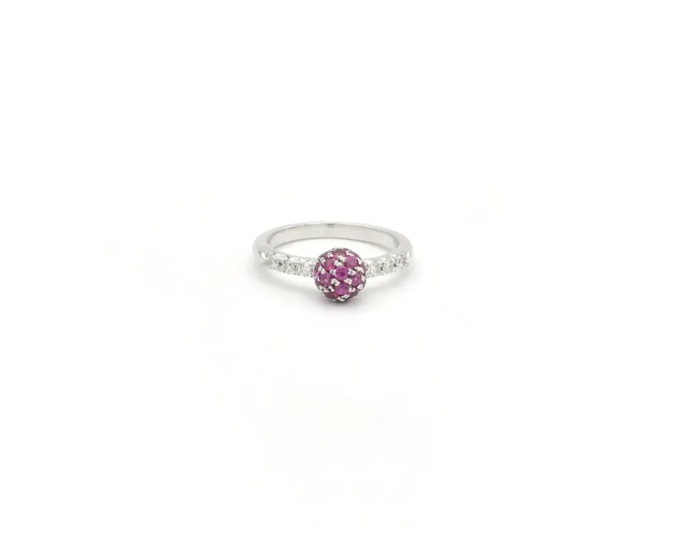Bague Favero en or blanc avec rubis et diamants