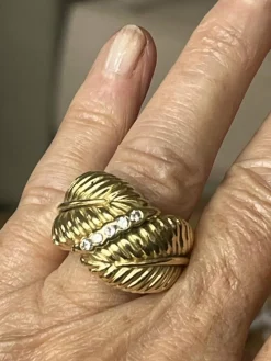 Bague Feuillage Or Jaune Diamants