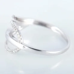 Bague Feuille or blanc et diamant