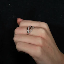 Bague Feuille or rose et blanc