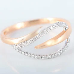 Bague Feuille or rose et blanc