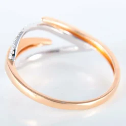 Bague Feuille or rose et blanc