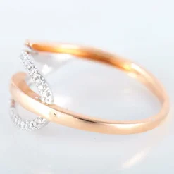 Bague Feuille or rose et blanc