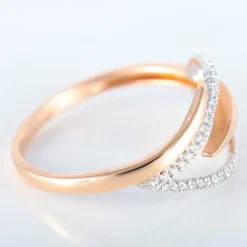 Bague Feuille or rose et blanc