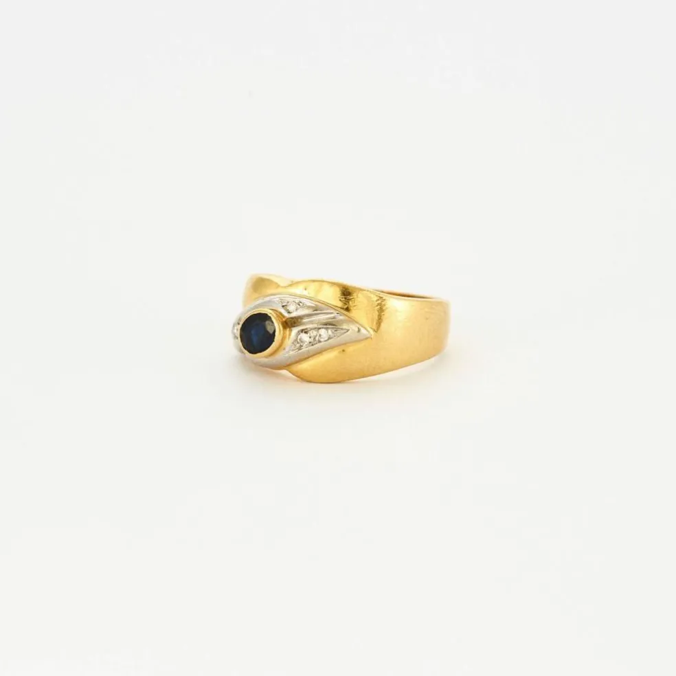Bague feuille saphir diamants