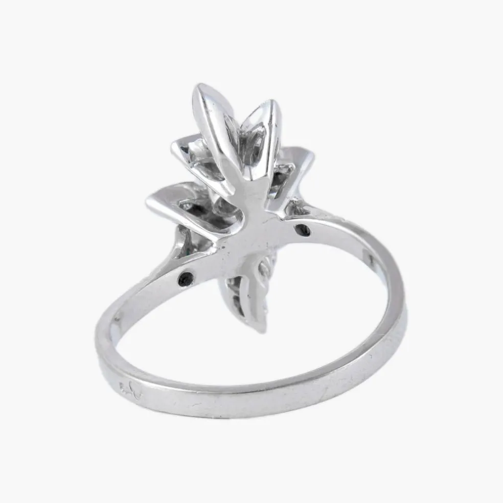 Bague "feuilles" or blanc et diamants