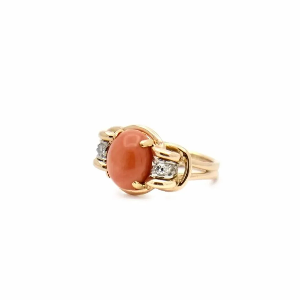 Bague fil d'or corail