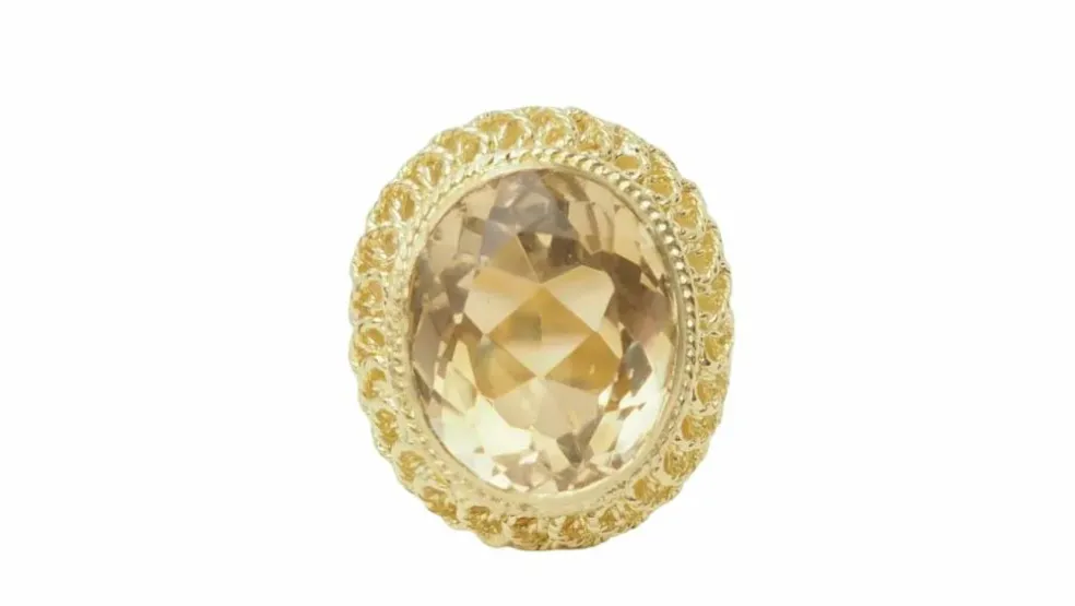 Bague filigranée or jaune et citrine facettée