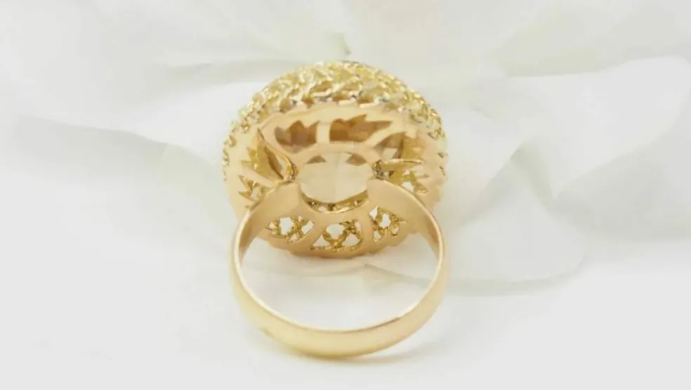 Bague filigranée or jaune et citrine facettée