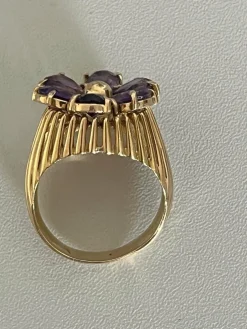 Bague Fils d'Or Jaune Améthystes