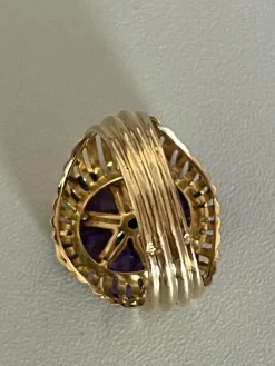 Bague Fils d'Or Jaune Améthystes