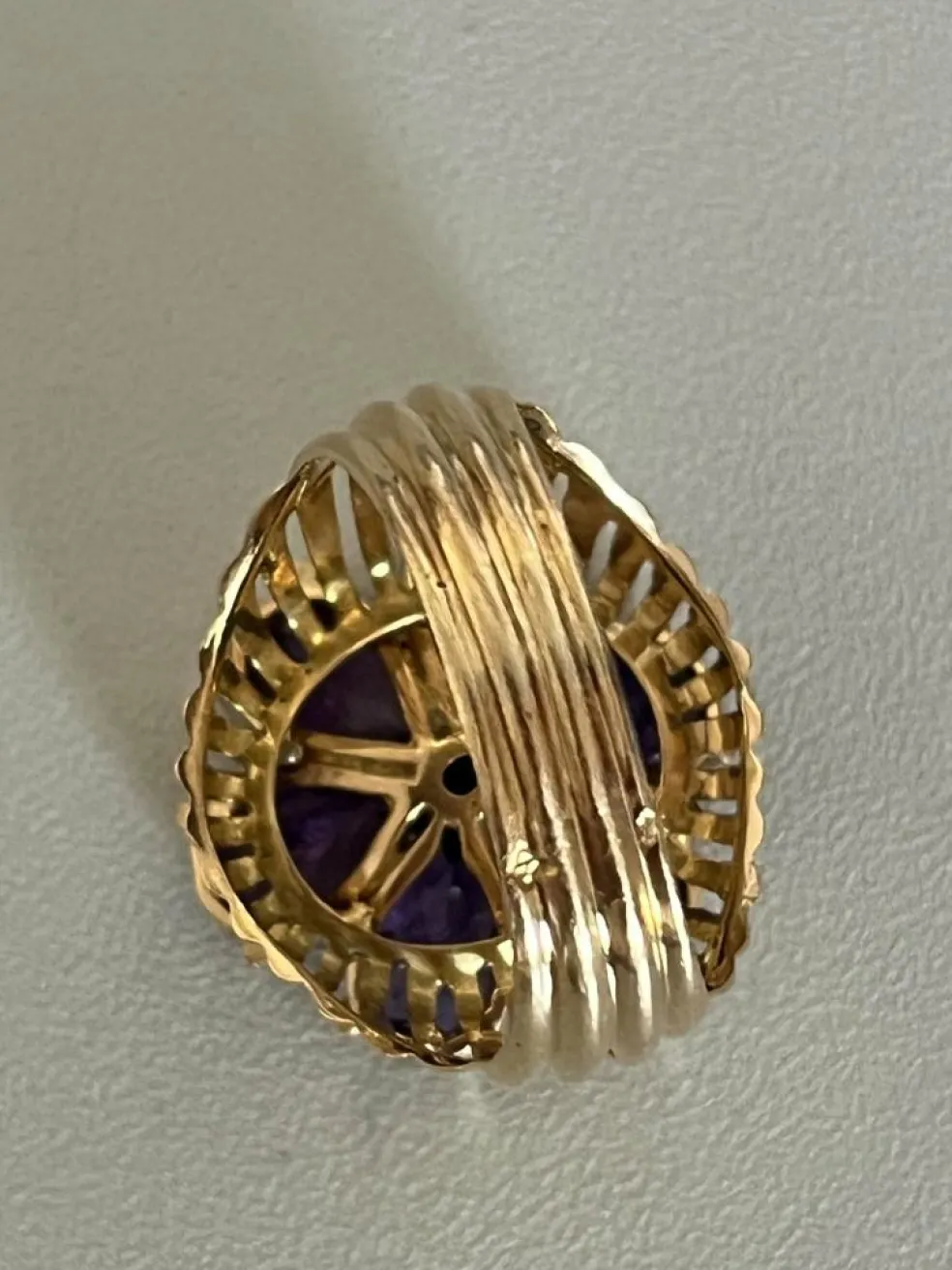 Bague Fils d'Or Jaune Améthystes