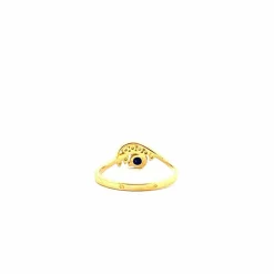 Bague fine 7 diamants et 1 saphir, or jaune
