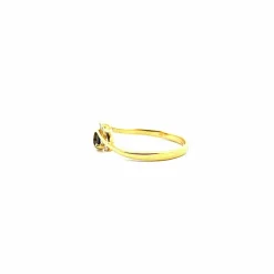 Bague fine 7 diamants et 1 saphir, or jaune