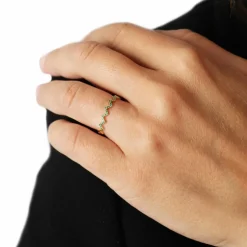 Bague fine émeraude or jaune