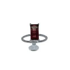 Bague fine tourmaline rectangle et diamants