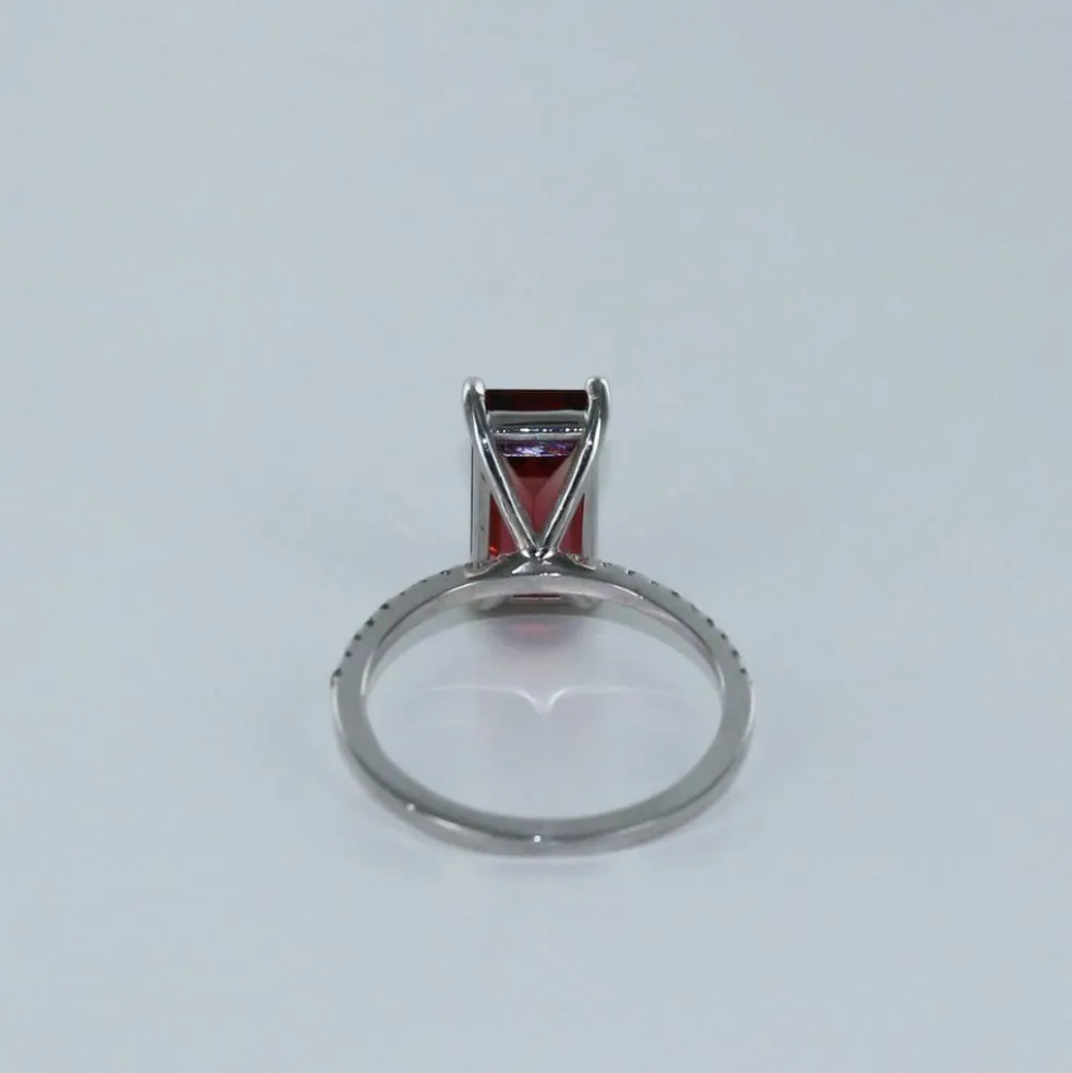 Bague fine tourmaline rectangle et diamants