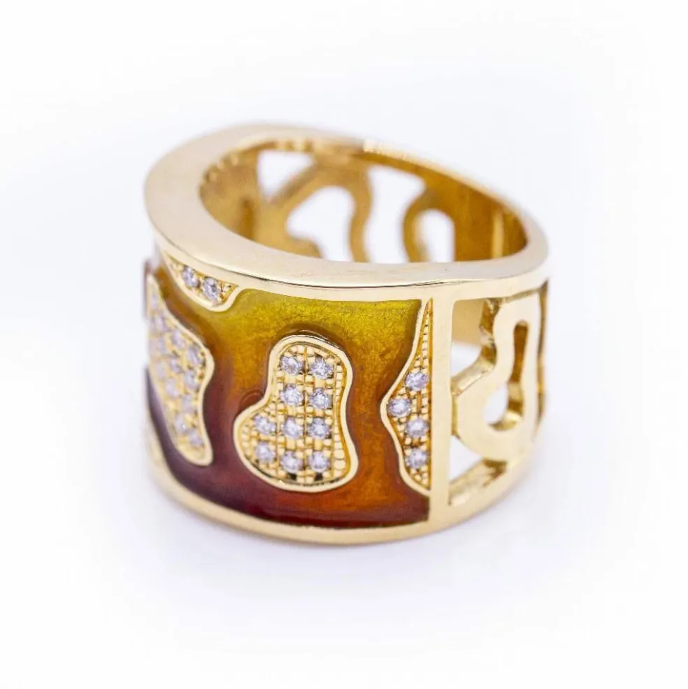 Bague FIREMOON en or et émail