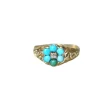 Bague fleur ancienne turquoises et diamant
