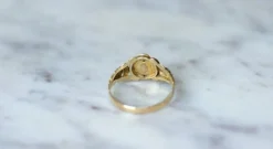 Bague fleur ancienne turquoises et diamant