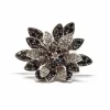 Bague fleur articulée diamants blanc & noir or blanc