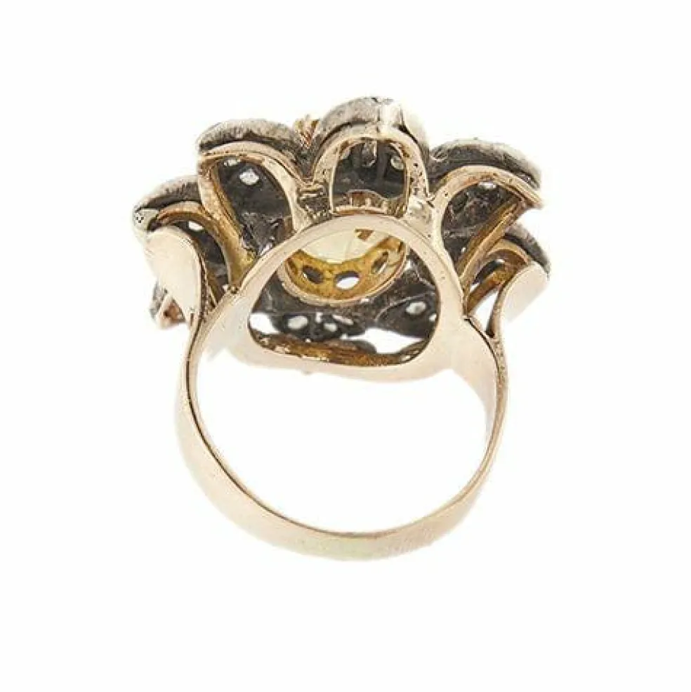 Bague fleur citrine et diamants