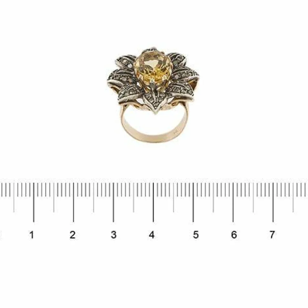 Bague fleur citrine et diamants