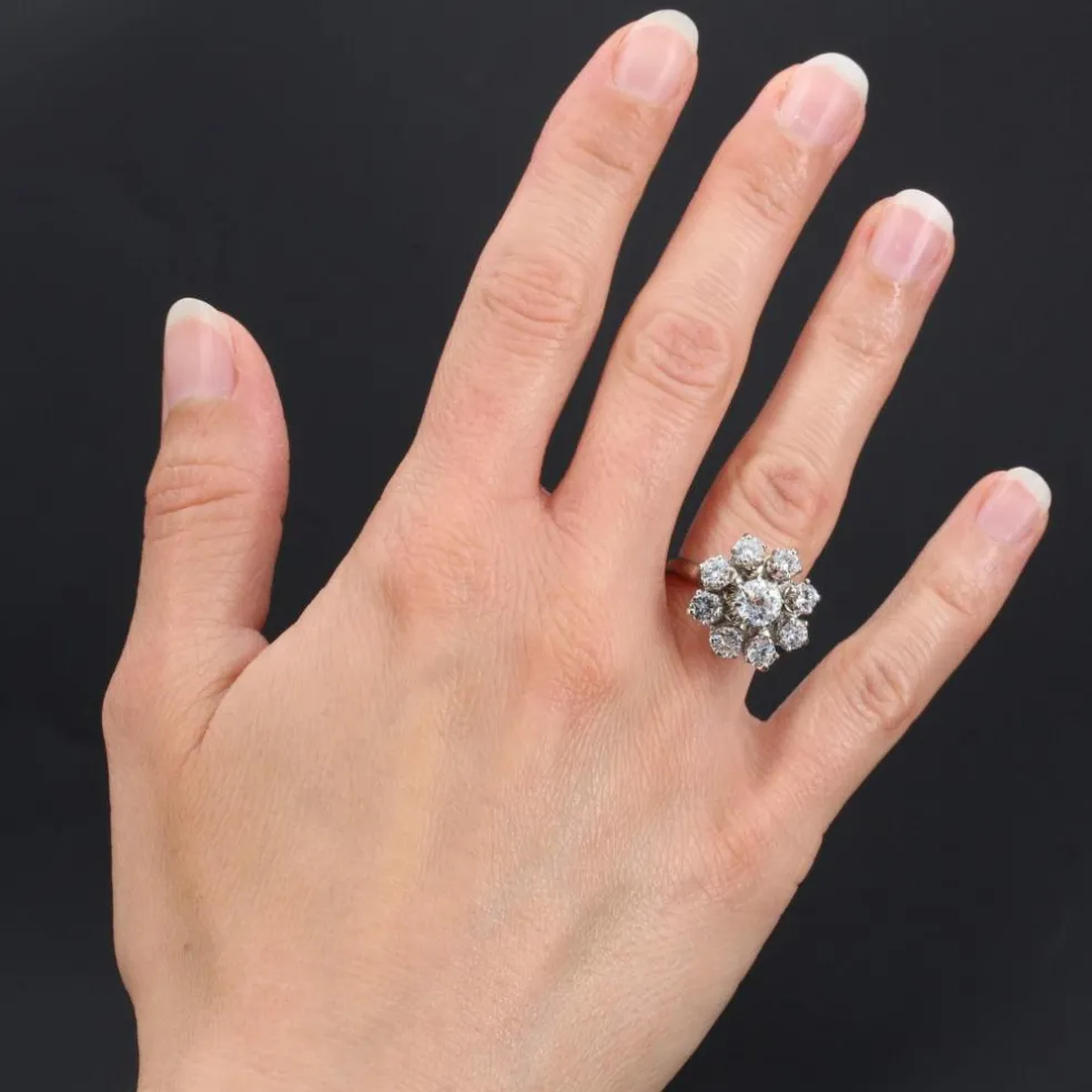Bague fleur de diamants ancienne