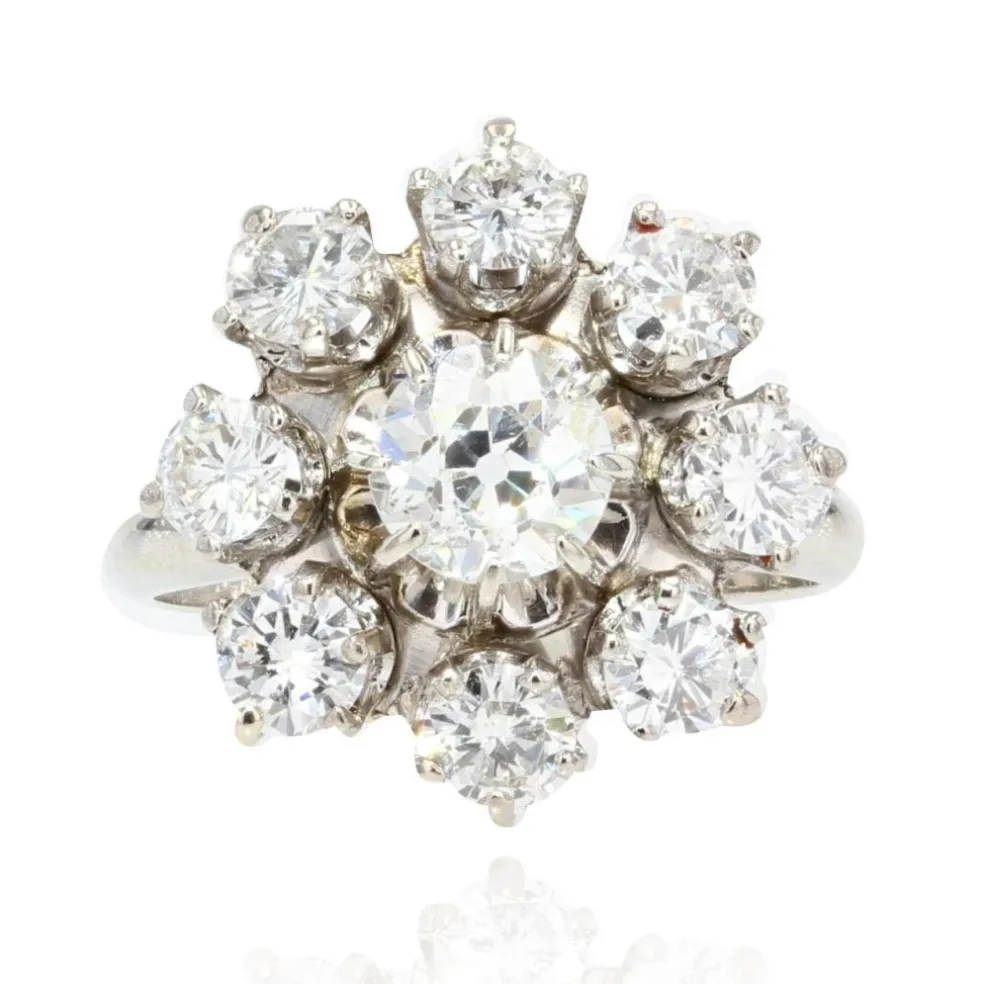 Bague fleur de diamants ancienne