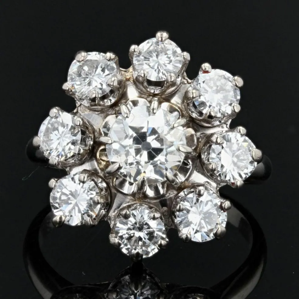 Bague fleur de diamants ancienne