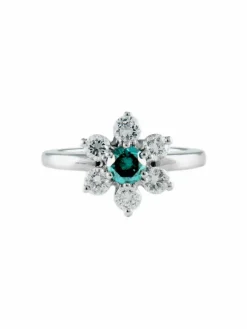 Bague Fleur Diamant bleu